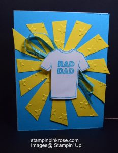 Stampin’ Up! Father’s Day card made with Custom Tee stamp set and designed by Demo Pamela Sadler. See more cards at stampinkrose.com #stampinkpinkrose#etsycardstrulyheart